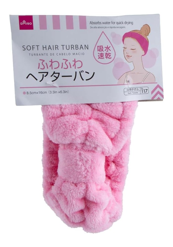Daiso Fluffy Turban Pink Soft Hair Wrap for Bath & Spa - Image 1
